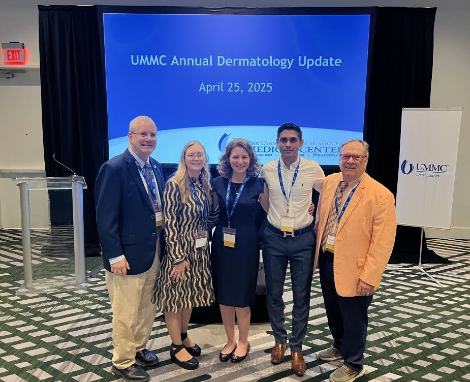 Our guest speakers, Dr. Jennifer Stein and Dr. Tejesh Patel with Dr. Robert Brodell, Dr. Amy Flischel, and Dr. Stephen Helms.